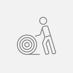Image showing Man with wire spool line icon.
