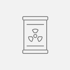 Image showing Barrel with ionizing radiation sign line icon.