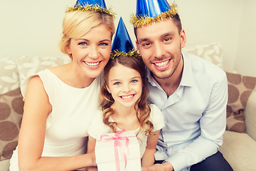 Image showing happy family with gift box