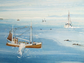 Image showing painting of fishing boats