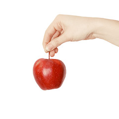 Image showing hand holding red apple