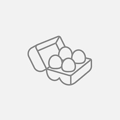 Image showing Eggs in carton package line icon.