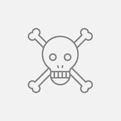 Image showing Skull and cross bones line icon.