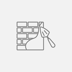 Image showing Spatula with brickwall line icon.