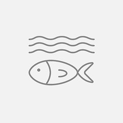 Image showing Fish under water line icon.