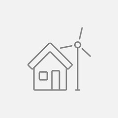 Image showing House with windmill line icon.