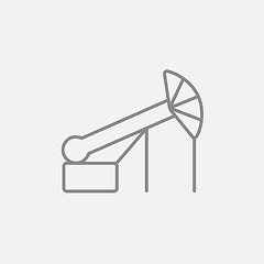 Image showing Pump jack oil crane line icon.