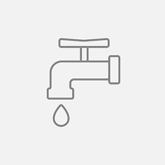 Image showing Faucet with water drop line icon.