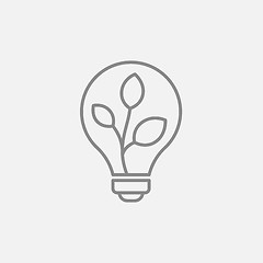 Image showing Lightbulb and plant inside line icon.