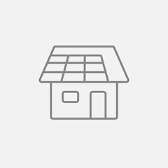 Image showing House with solar panel line icon.