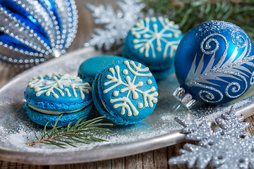 Image showing Macarons with Christmas decor.