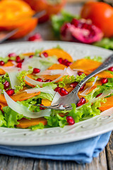 Image showing Salad with persimmon and cheese.