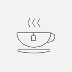 Image showing Hot tea in cup line icon.