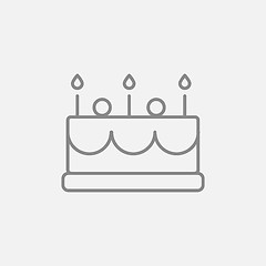 Image showing Birthday cake with candles line icon.