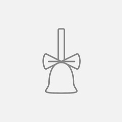 Image showing School bell with ribbon line icon.