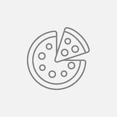 Image showing Whole pizza with slice line icon.