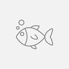 Image showing Little fish under water line icon.