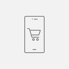 Image showing Online shopping line icon.