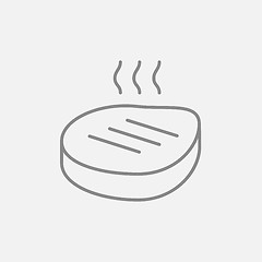 Image showing Grilled steak line icon.