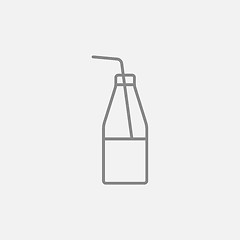 Image showing Glass bottle with drinking straw line icon.
