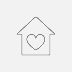 Image showing House with heart symbol line icon.