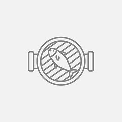 Image showing Fish on grill line icon.