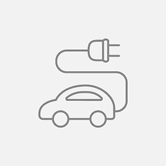 Image showing Electric car line icon.