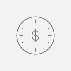 Image showing Wall clock with dollar symbol line icon.