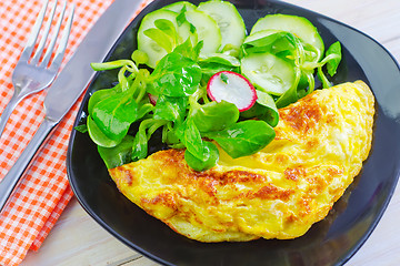 Image showing omelette with salad