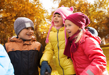 Image showing group of happy children in autumn park