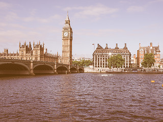 Image showing Retro looking Houses of Parliament in London