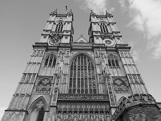 Image showing Black and white Westminster Abbey in London