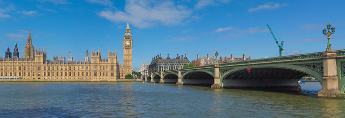 Image showing Westminster Bridge and Houses of Parliament in London