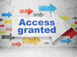 Image showing Security concept: arrow with Access Granted on grunge wall background