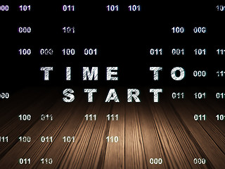 Image showing Time concept: Time to Start in grunge dark room