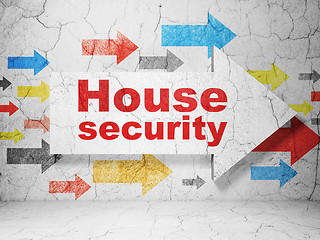 Image showing Privacy concept: arrow with House Security on grunge wall background