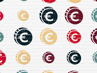Image showing Currency concept: Euro Coin icons on wall background