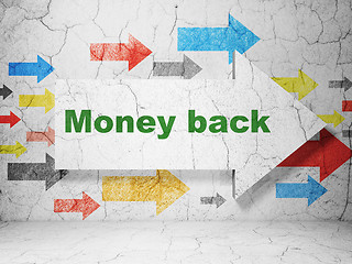 Image showing Finance concept: arrow with Money Back on grunge wall background