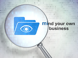 Image showing Business concept: Folder With Eye and Mind Your own Business with optical glass