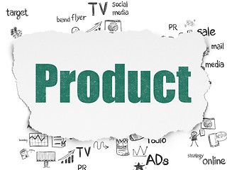 Image showing Advertising concept: Product on Torn Paper background