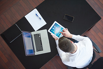 Image showing top view of young business man at office