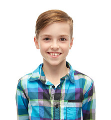 Image showing smiling boy in checkered shirt