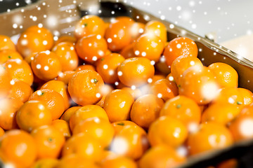 Image showing ripe mandarins at food market or farm