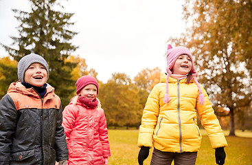 Image showing group of happy children in autumn park