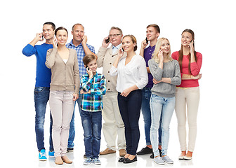 Image showing group of smiling people with smartphones