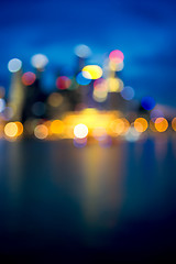 Image showing Defocused city lights