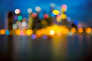 Image showing Defocused city lights