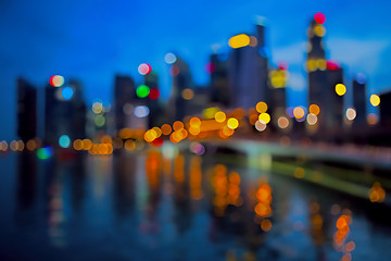 Image showing Defocused city lights