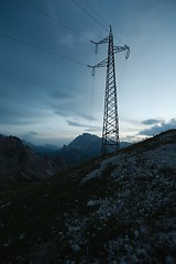 Image showing Electric lines in mountains