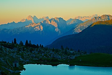 Image showing Dolomites landscape after sunset